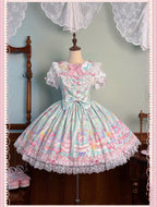 Macaron - Printed Sweet Lolita OP Dress and Old School JSK - image 1