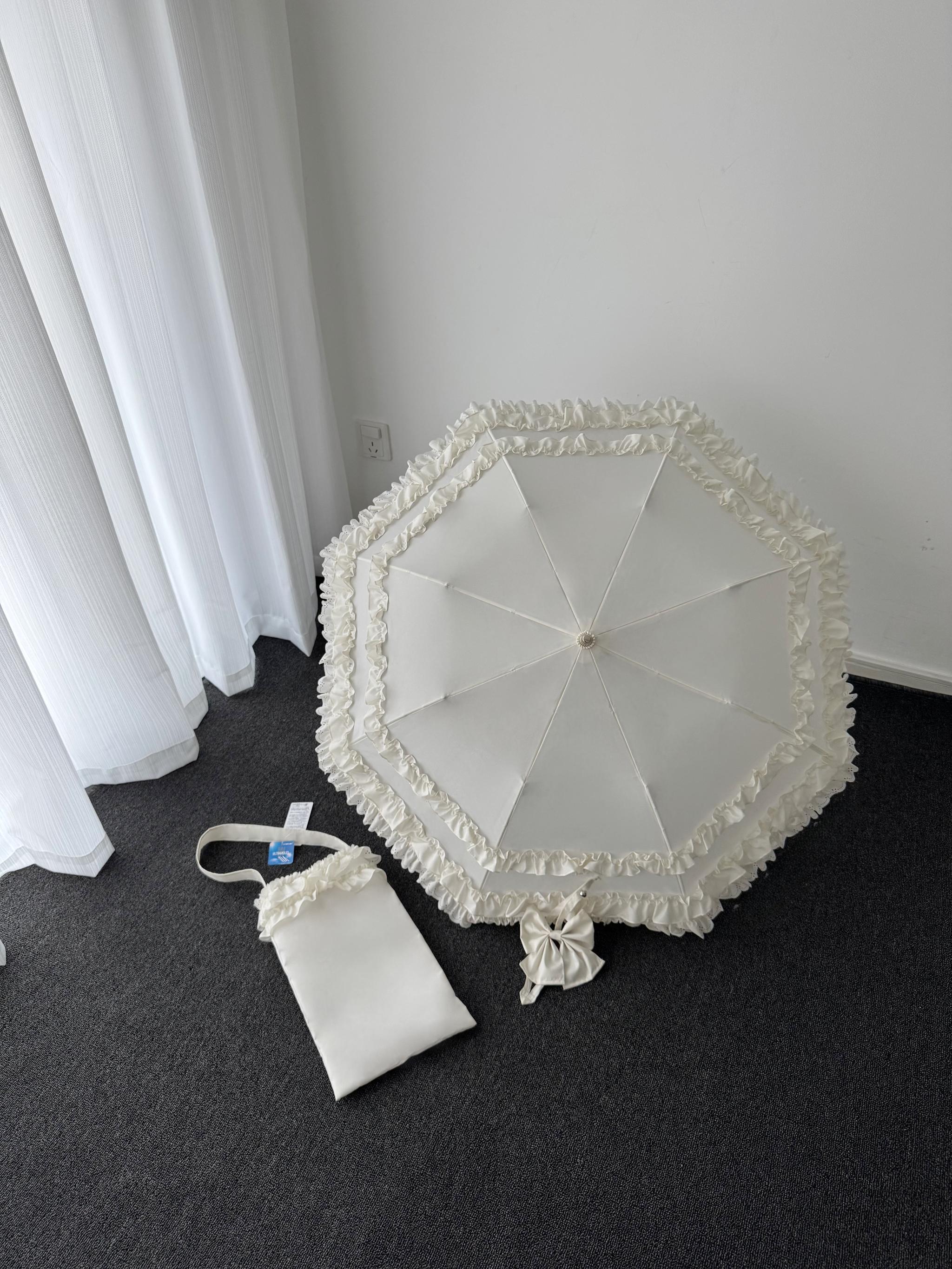 Raven and Lace Classic Lolita Foldable Ruffle Parasol - image 3