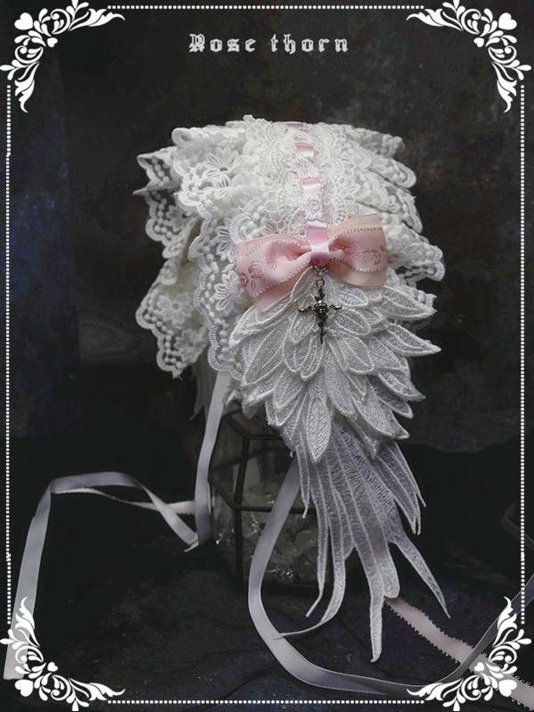 Rose Thorn Angel Wings Embroidered Elegant Lolita Headband - image 12