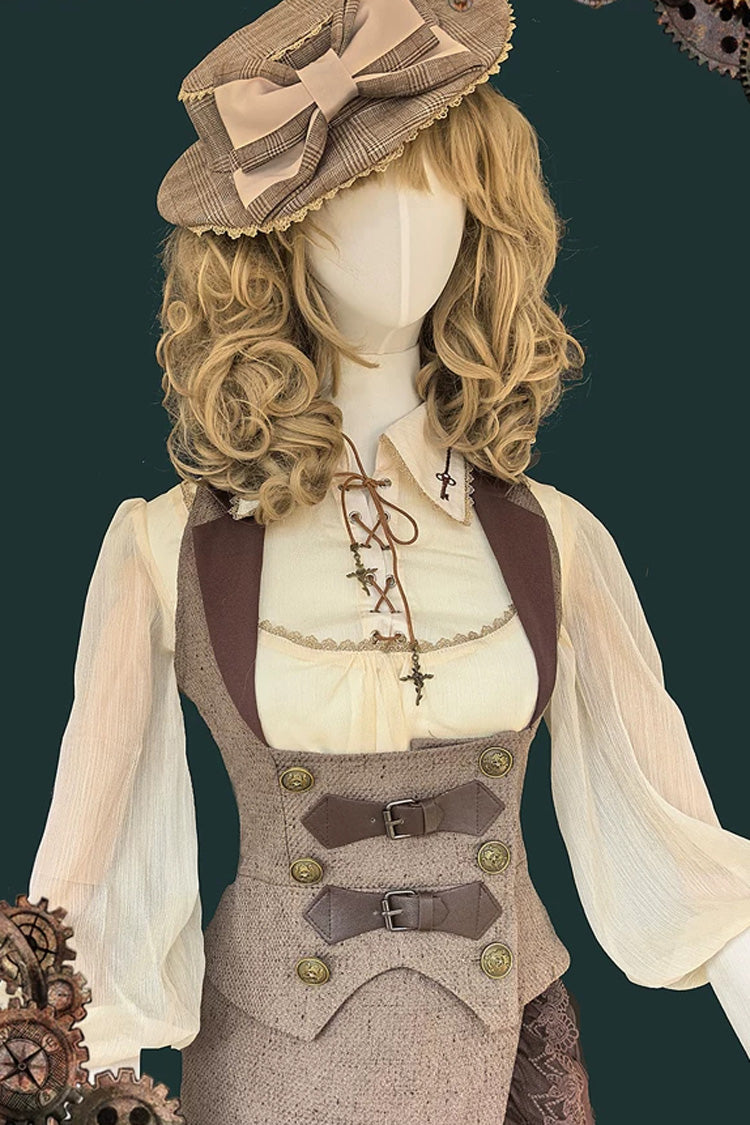 The Traveler - Sleeveless Ruffled Irregular Asymmetric Punk Lolita Skirt Set - image 5
