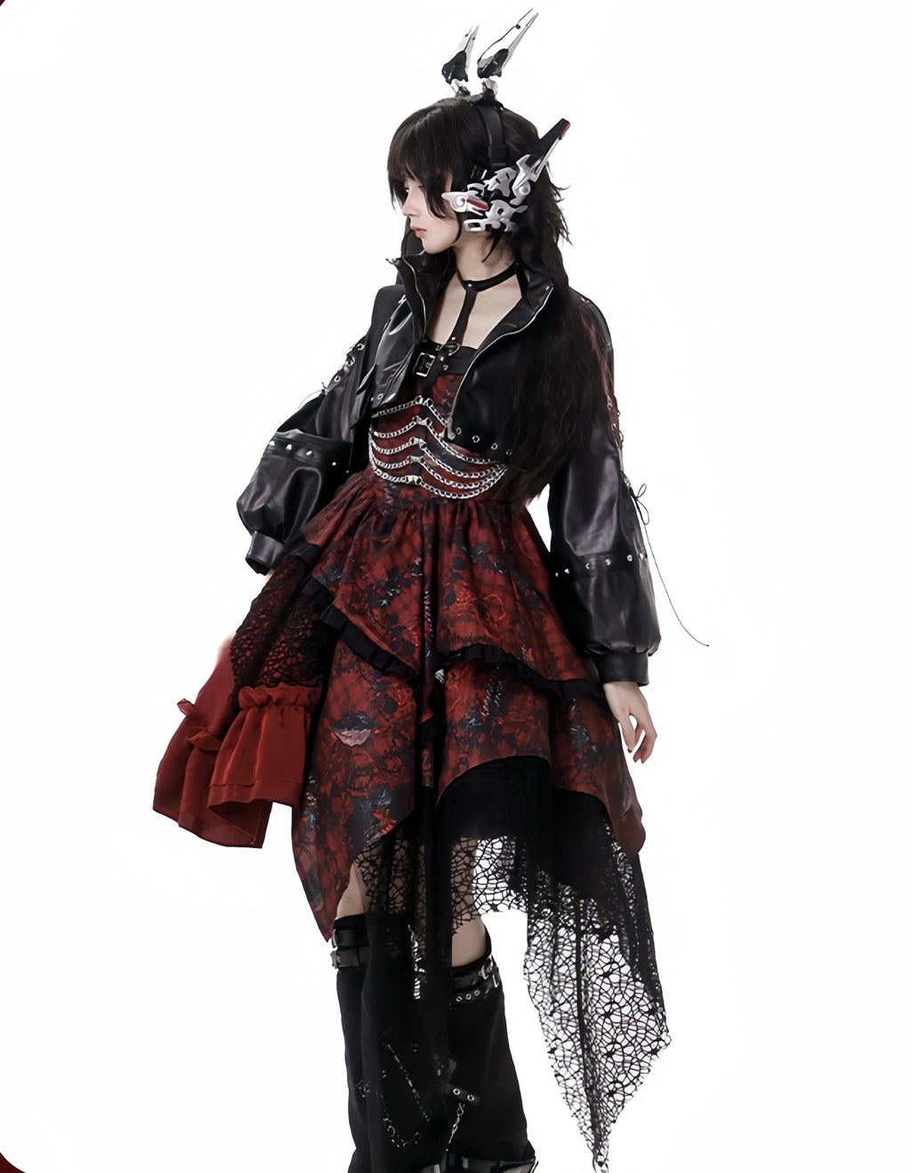 Bleeding Strawberry - Gothic Lolita JSK Dress with Jacket and Rib Chain Accessory - image 23