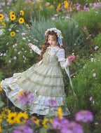 Flower Rabbit Bear - Country Lolita Tiered Skirt Dress, Floral & Bear Print and Accessories - image 12