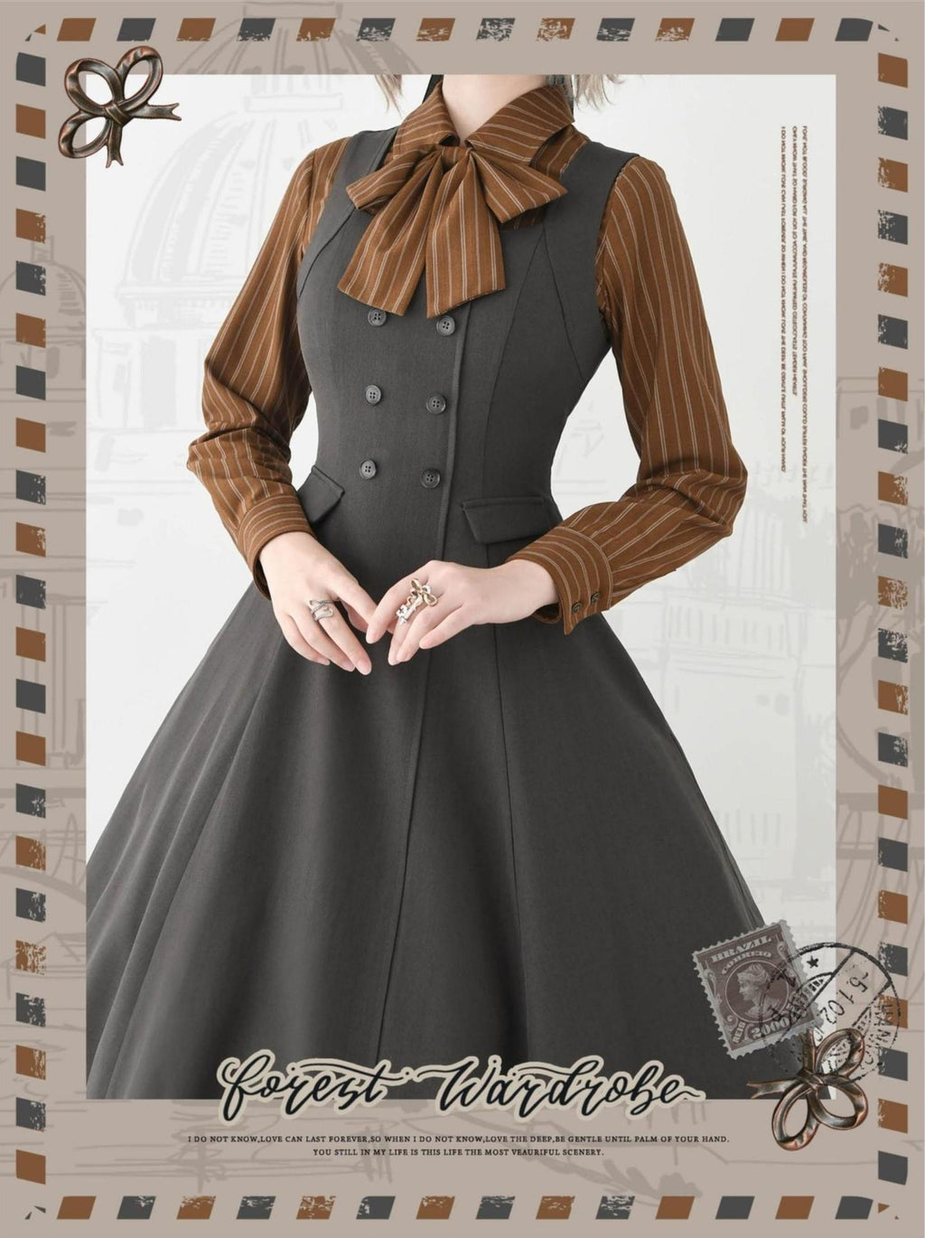 Foggy Forest - Elegant Lolita A-line JSK Dress, Side Pockets - image 14
