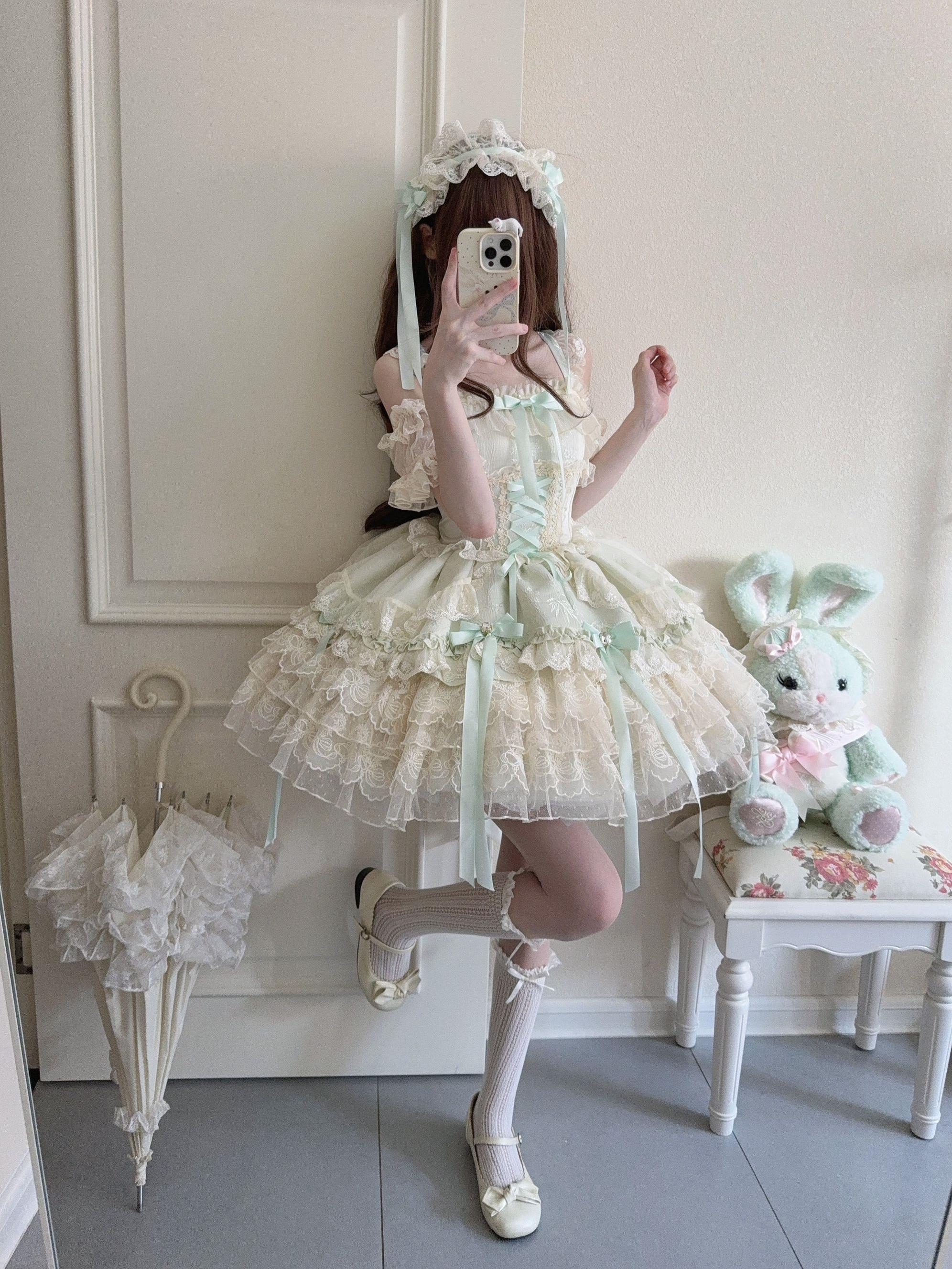 Ribbons of Love Sweet Lolita Tiered JSK Dress - image 23