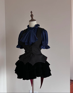Final Nocturne - Black Gothic Lolita Vest, Bat-Wing Shape - image 4