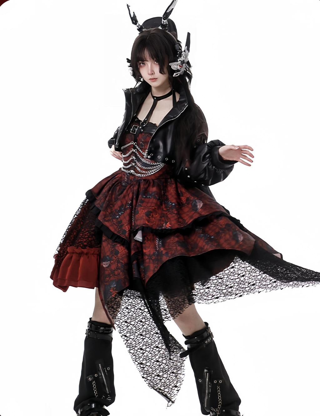 Bleeding Strawberry - Gothic Lolita JSK Dress with Jacket and Rib Chain Accessory - image 26