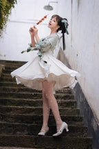 Half Sleeves Ruffled Bow Sweet Lolita Hanfu Dress - image 10
