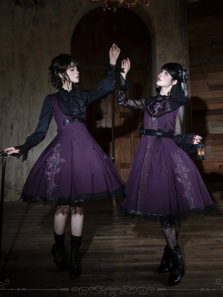 Embroidered Gothic JSK with Lace Accents - image 8