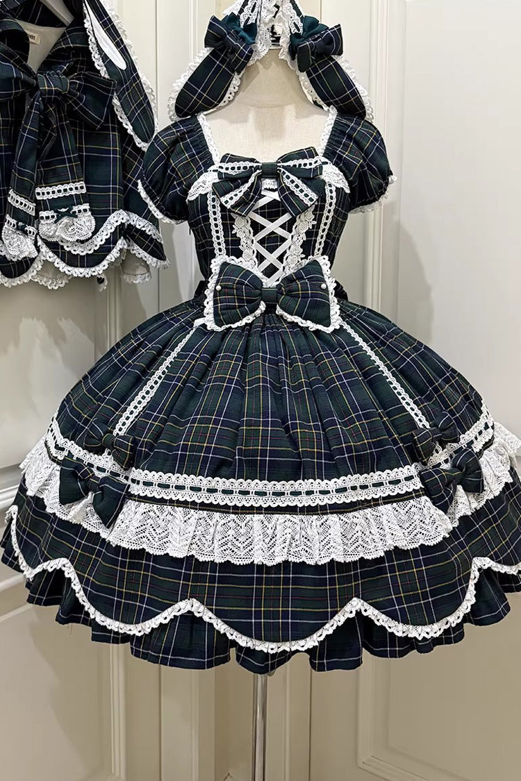 Gingham Petal Bunny - Sweet Lolita OP Dress in Green - image 14
