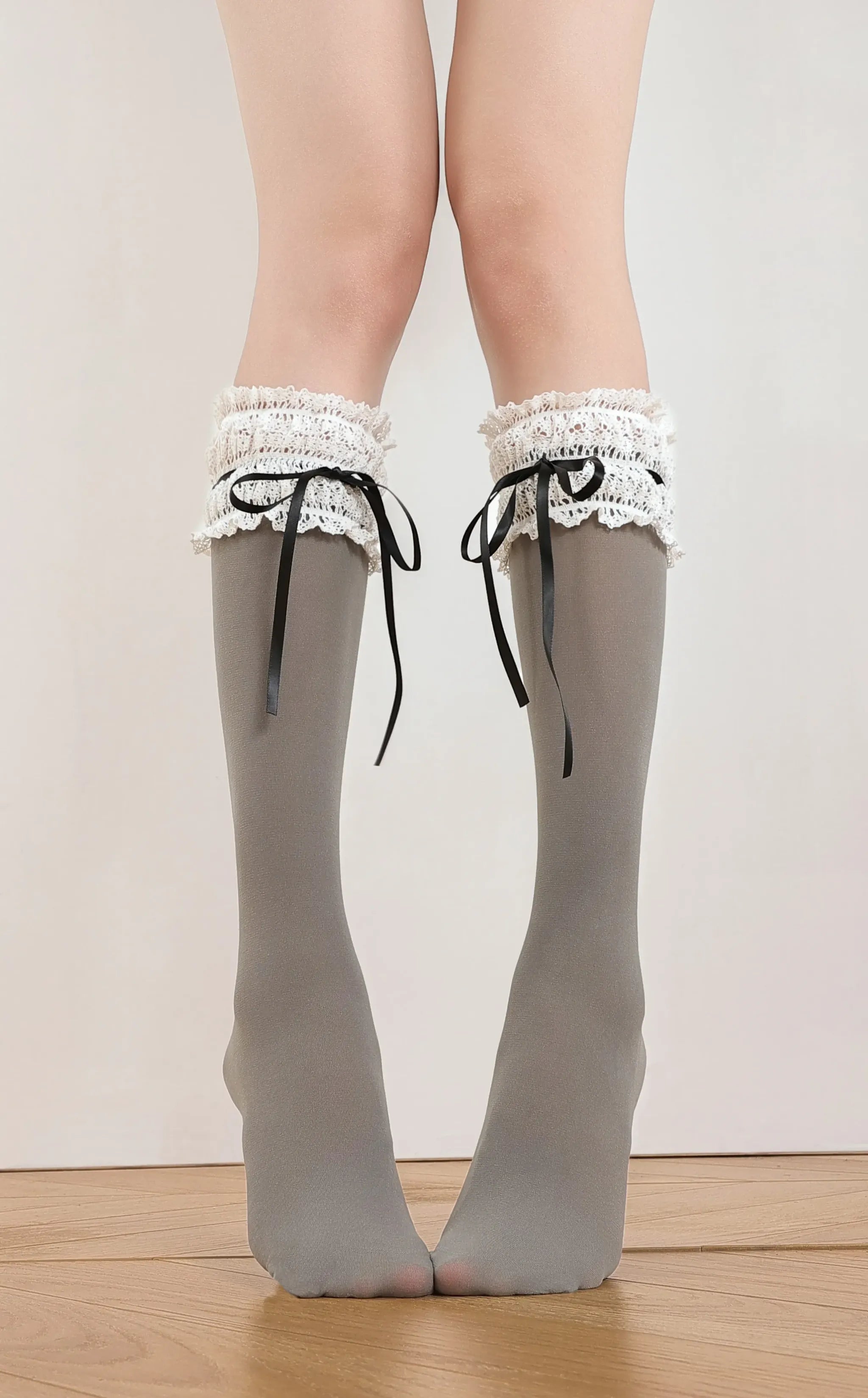 Classic Lolita Lace Ruffle Socks with Ribbon Bows - image 10