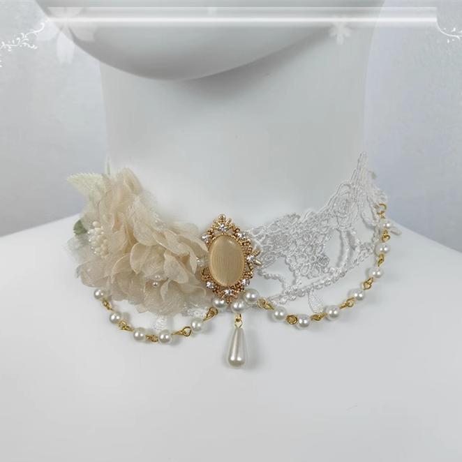 Elegant Lolita Rose Gemstone Pearl Necklace - image 3