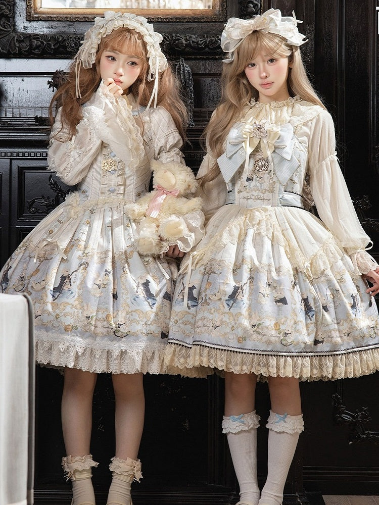 Rabbit Print OP with Detachable Striped Sleeves - image 4