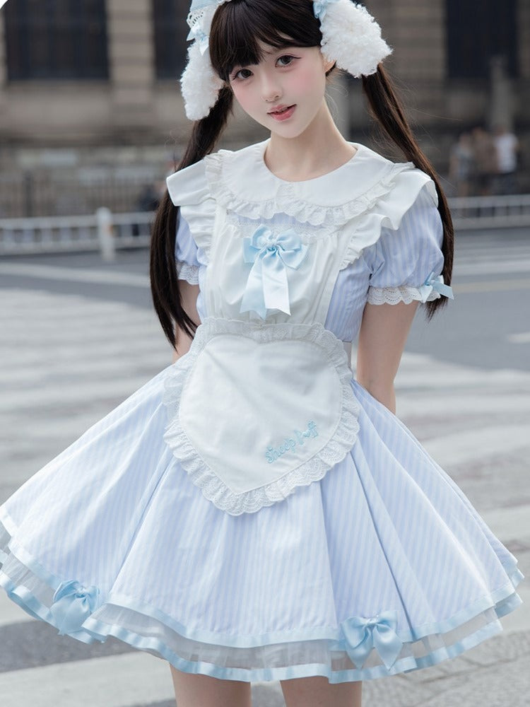 Old-School Maid OP with Striped Lace Sleeves - image 3