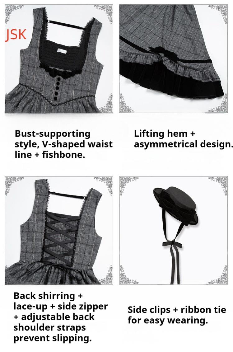 Yesterday's Epistle - Winter Classic Lolita Plaid Dress Set, Fishbone Waist - image 25