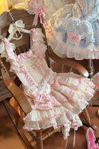 Triple-Layered Ruffled Bow Lace-Up Slim Ballet Sweet Lolita Dress - image 6