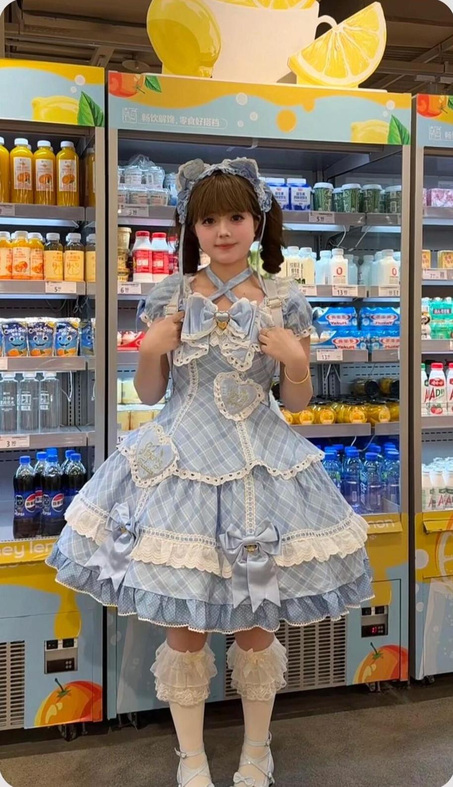 Shibuya Honey - Plus Size Sweet Lolita Plaid OP & JSK Dress - image 11