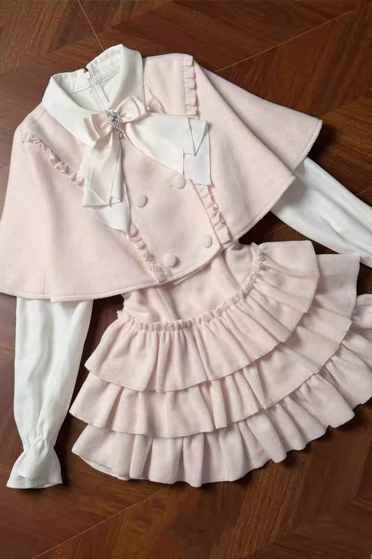 Cherry Blossom Snow - Sweet Lolita Dress & Cape Set in Pink - image 7