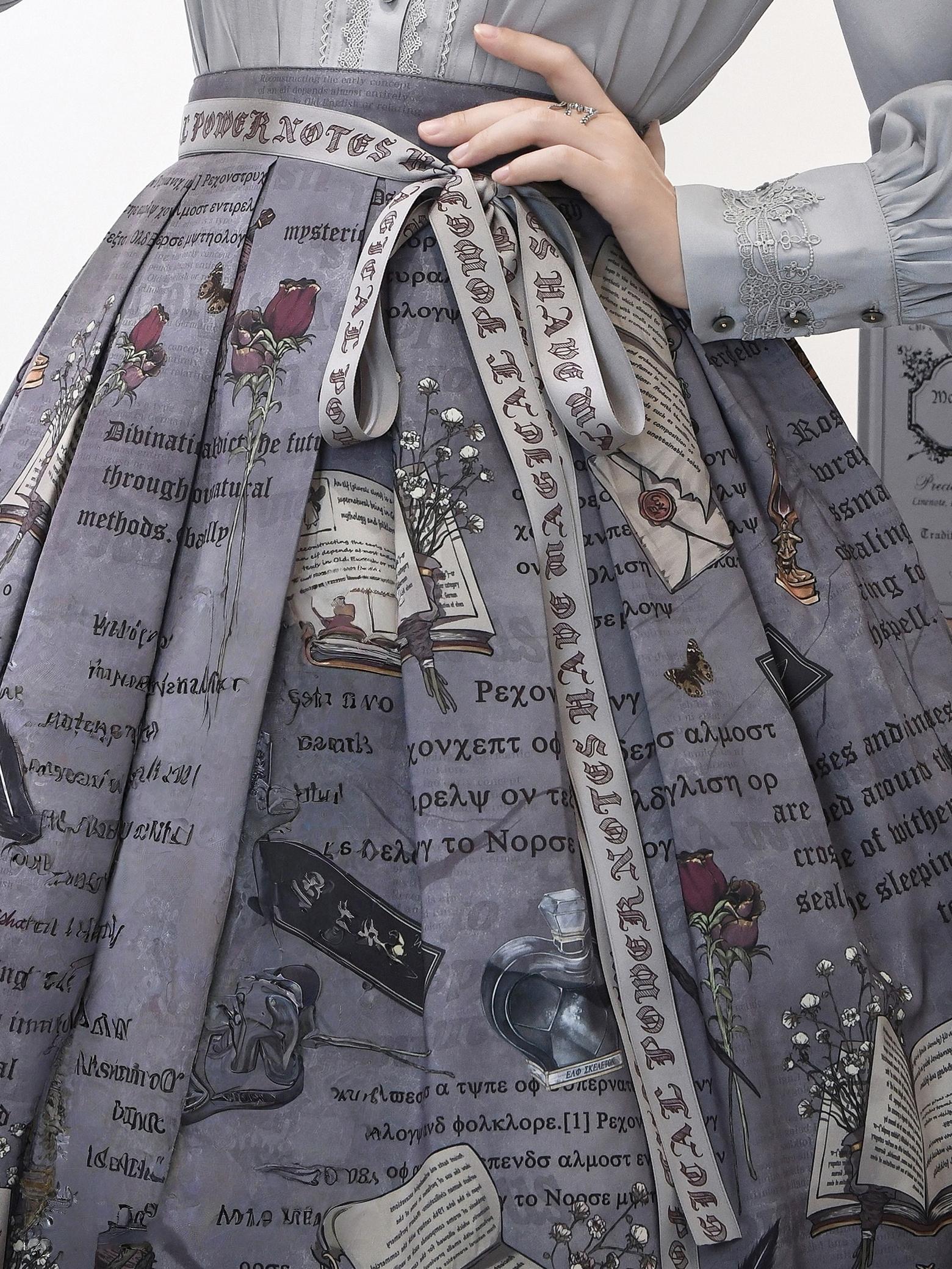 Witch Notes - Gothic Lolita Embroidered Dress Suit, Cross and Rose Print - image 41