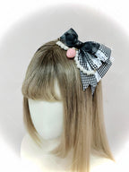 Plaid Strawberry Adjustable Bow Lolita Headband - image 2