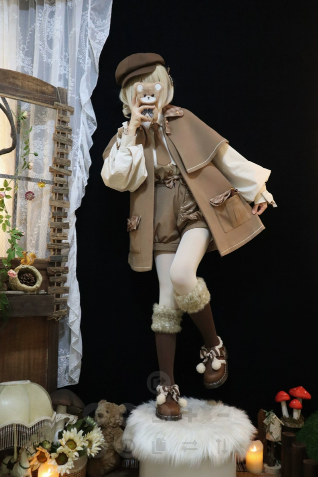 Detective Goose - Plaid-Trim Lolita Cape Coat - image 1