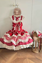 Red Polka Dot Sweet Lolita JSK Dress Set - image 5
