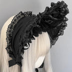 Gothic Lolita Lace Bonnet Wide Brim Bow BNT Headwear - image 3