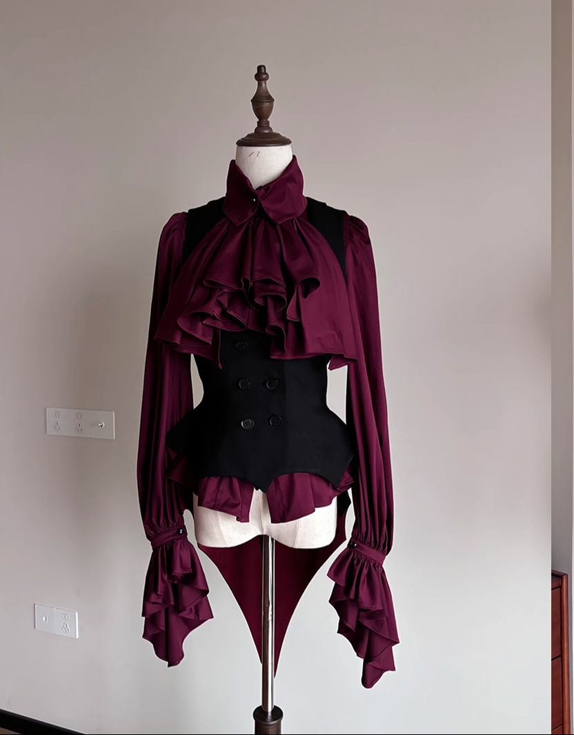 Final Nocturne - Black Gothic Lolita Vest, Bat-Wing Shape - image 5