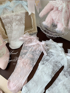 Summer Sweet Lolita Rose Jacquard Bow Socks - image 5