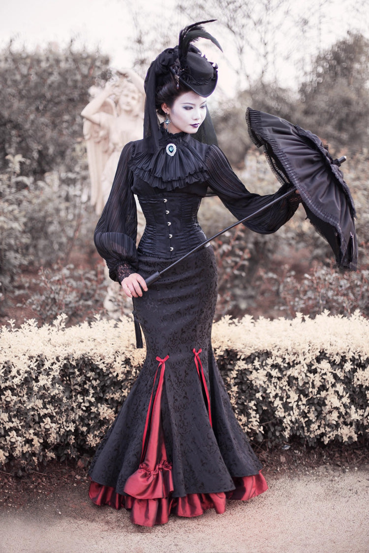 Lorelei Gothic Lolita Jacquard Mermaid Maxi Skirt in 3 Colors - image 1