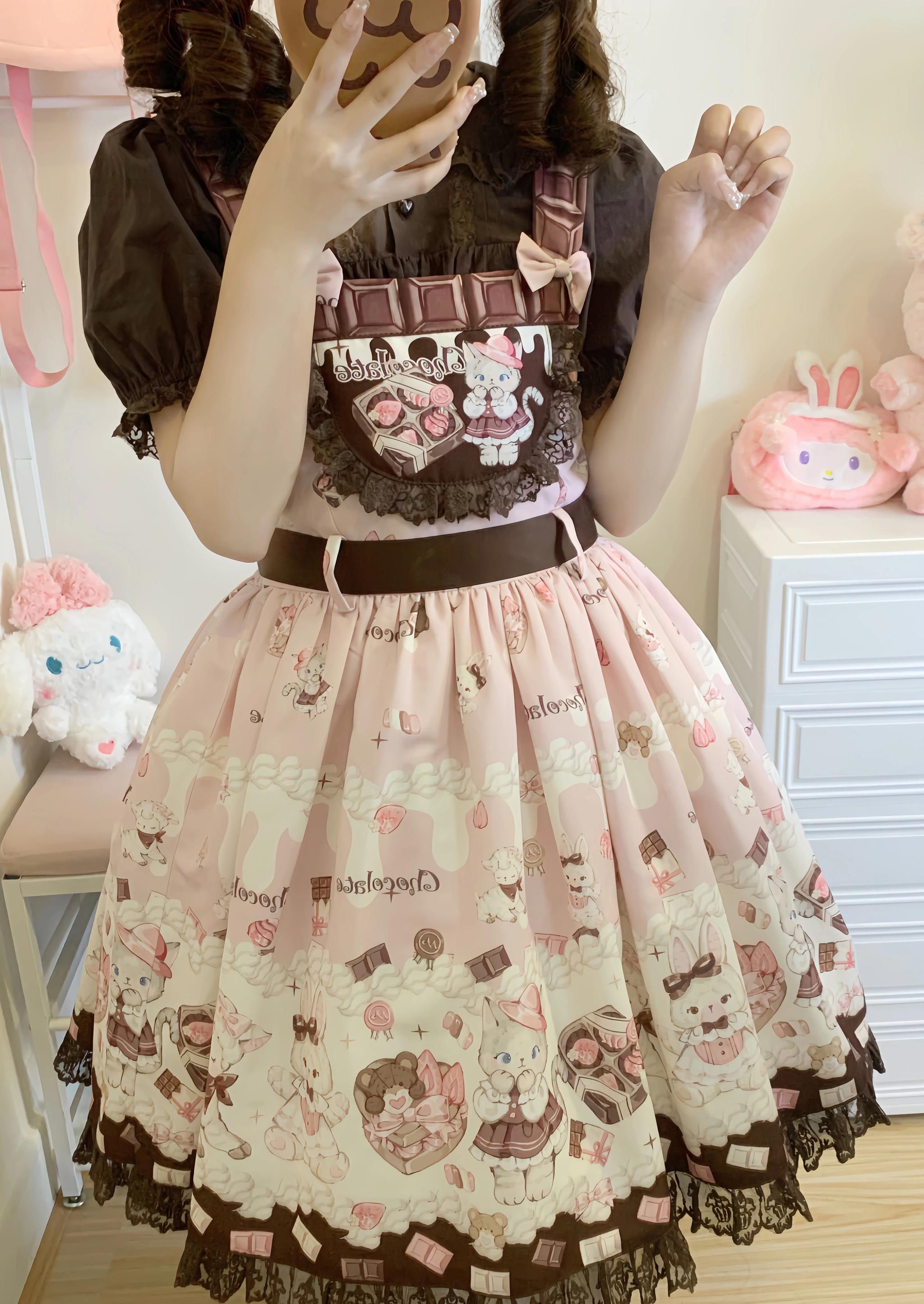 Heartbeat Miao Qiao - Kawaii Lolita Salopette Summer Cat Print Dress - image 2