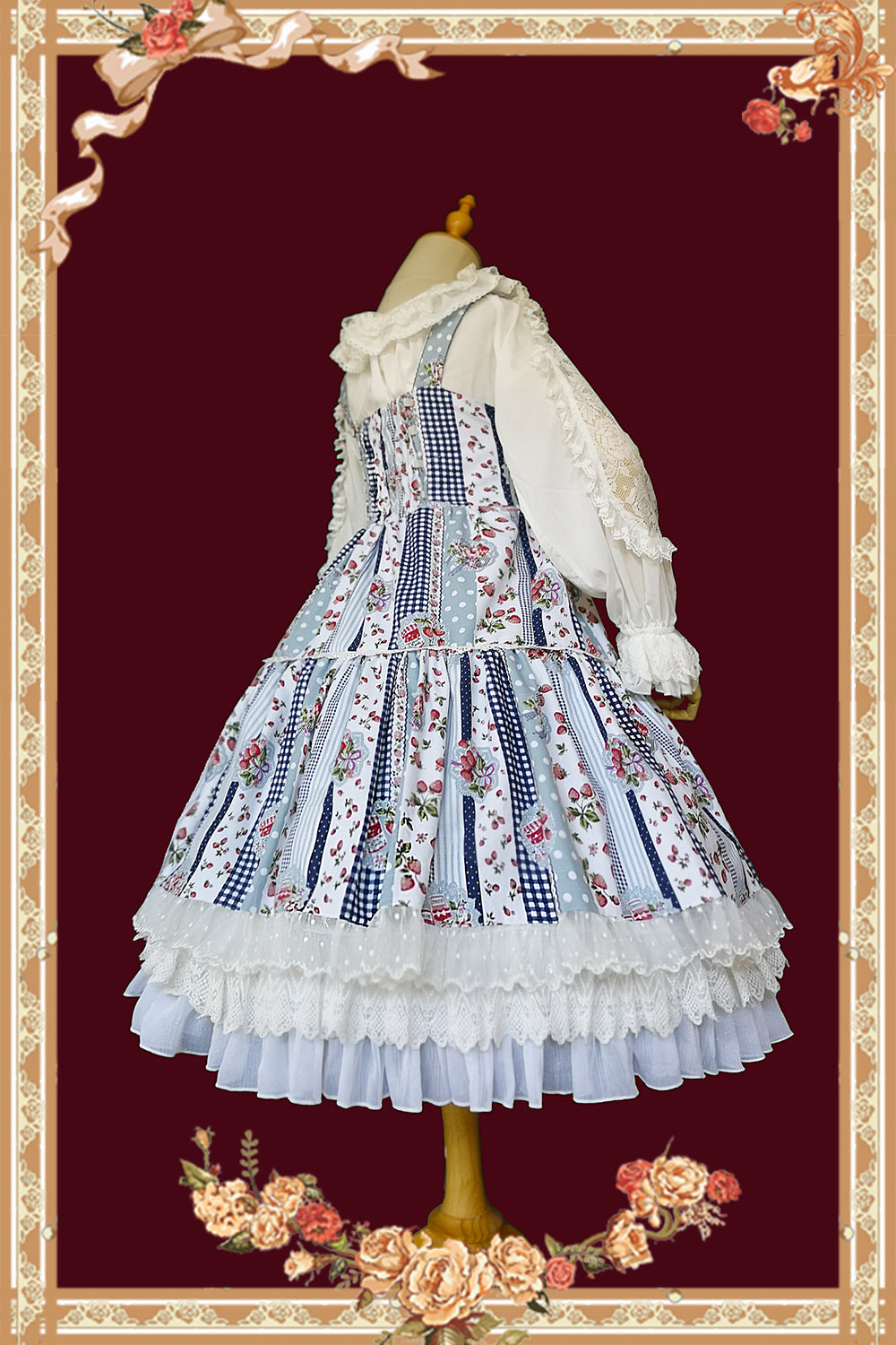 Strawberry Plaid - Sweet Lolita JSK Dress - image 5