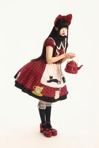 Teacup Cat - Vintage Polka-Dot Lolita OP Set - image 9