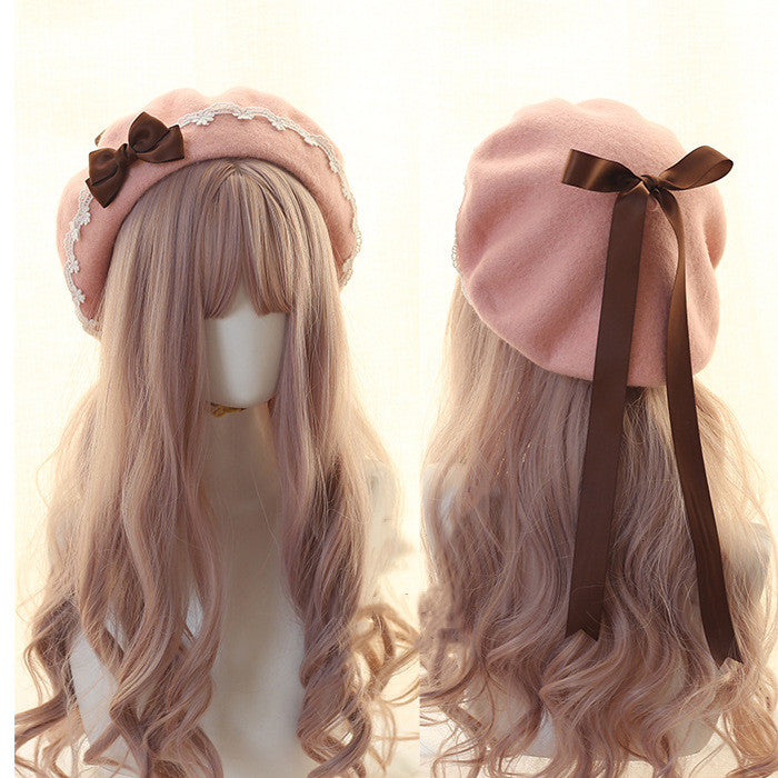 Sweet Woolen Lolita Lace Beret, Japanese Style - image 6