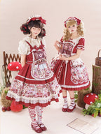 Red Fruit-Print Sweet Lolita JSK with Lace Trim - image 10