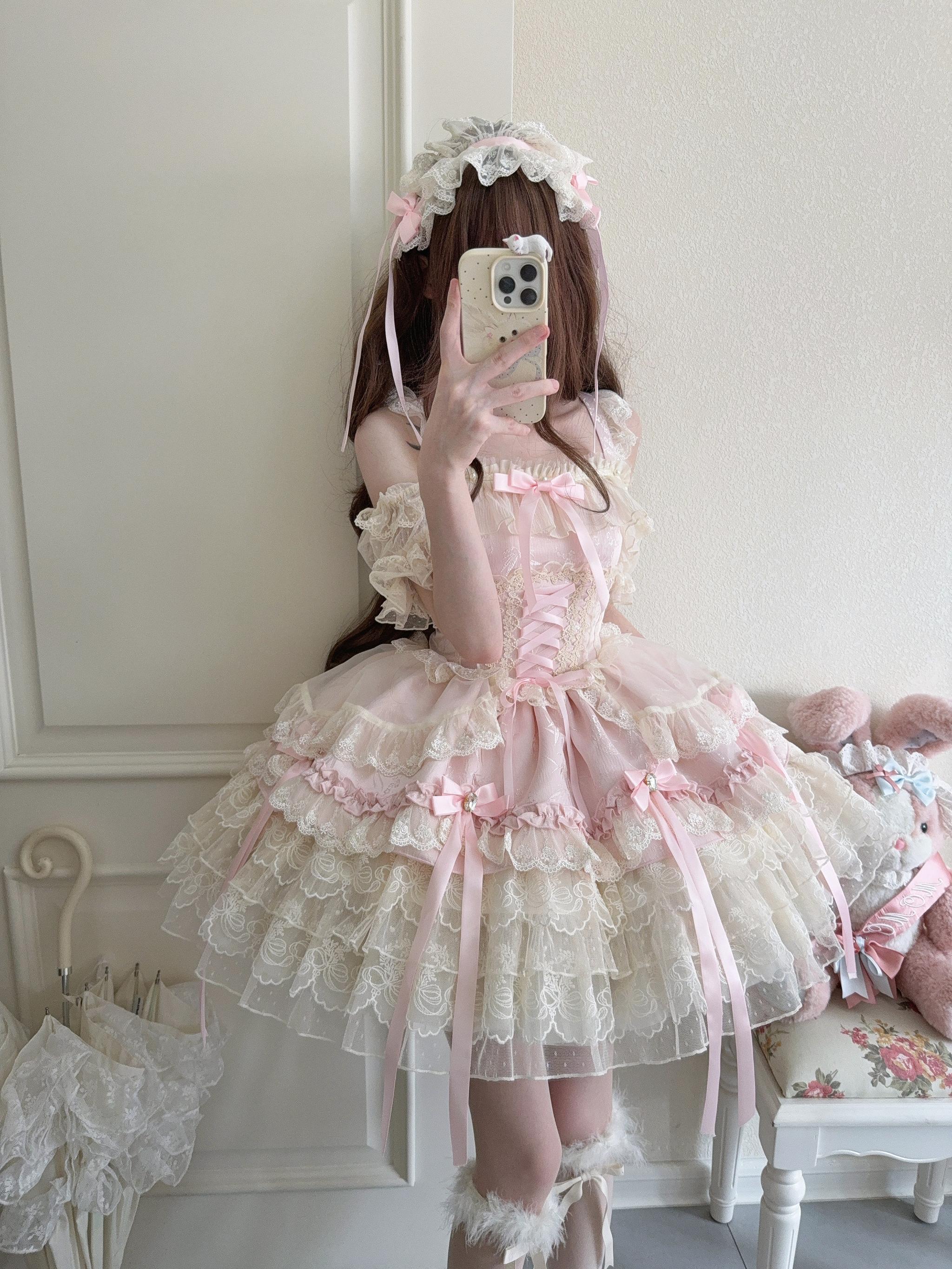 Ribbons of Love Sweet Lolita Tiered JSK Dress - image 1