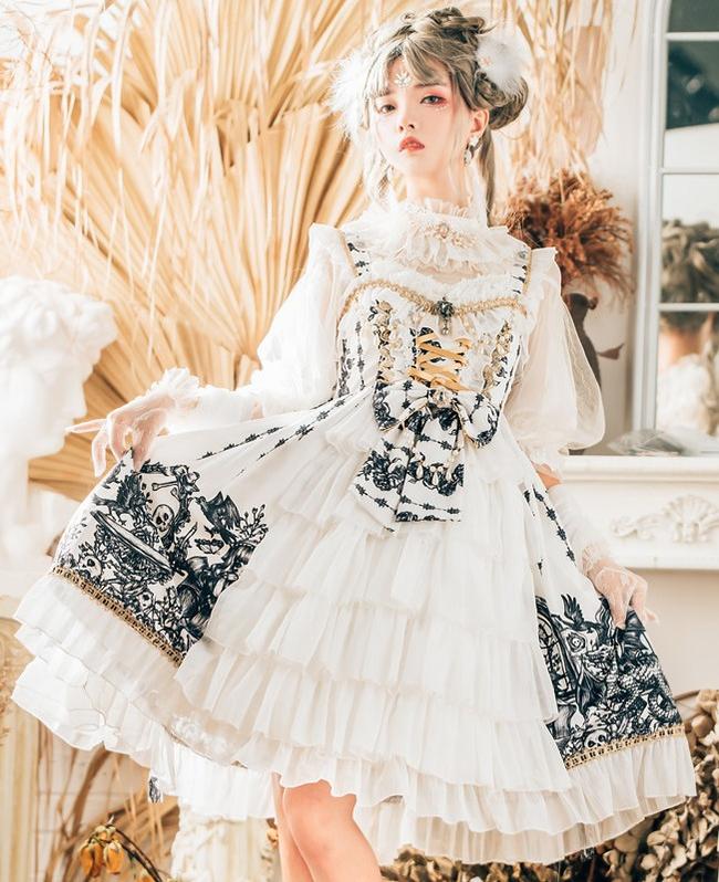 Dragon Witch - Printed Gothic Lolita JSK Dress, Front Opening - image 3