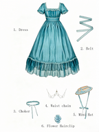 Teal Ruffle Classic Lolita OP Dress Set with Coordinating Accessories - image 2