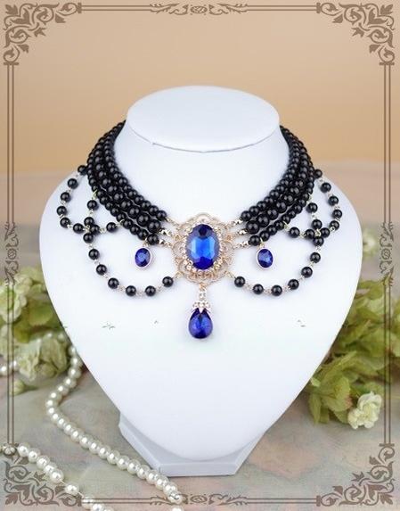 Lolita Pearl Necklace, Gemstone Pendant and Matching Ring Collection - image 4
