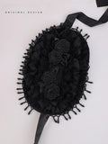 Gothic Black Rose Lolita Hat with Bead Tassels - image 5
