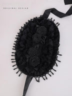 Gothic Black Rose Lolita Hat with Bead Tassels - image 5