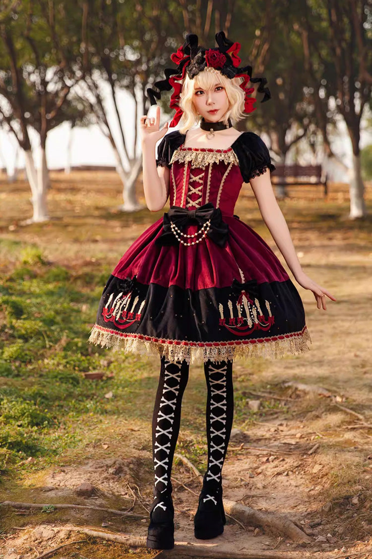 Chandelier - Sweet Lolita Short-Sleeve OP Dress in 4 Colors - image 8