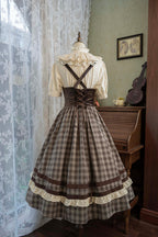 Chestnut Autumn - Plaid Classic Lolita JSK, Bust Supporting and Accessories - image 2