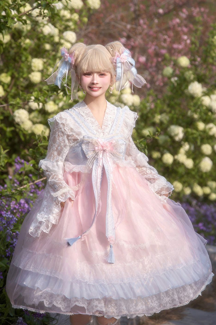 Peach Blossoms in Spring Fields - Qi Lolita JSK Dress in 3 Colors - image 8