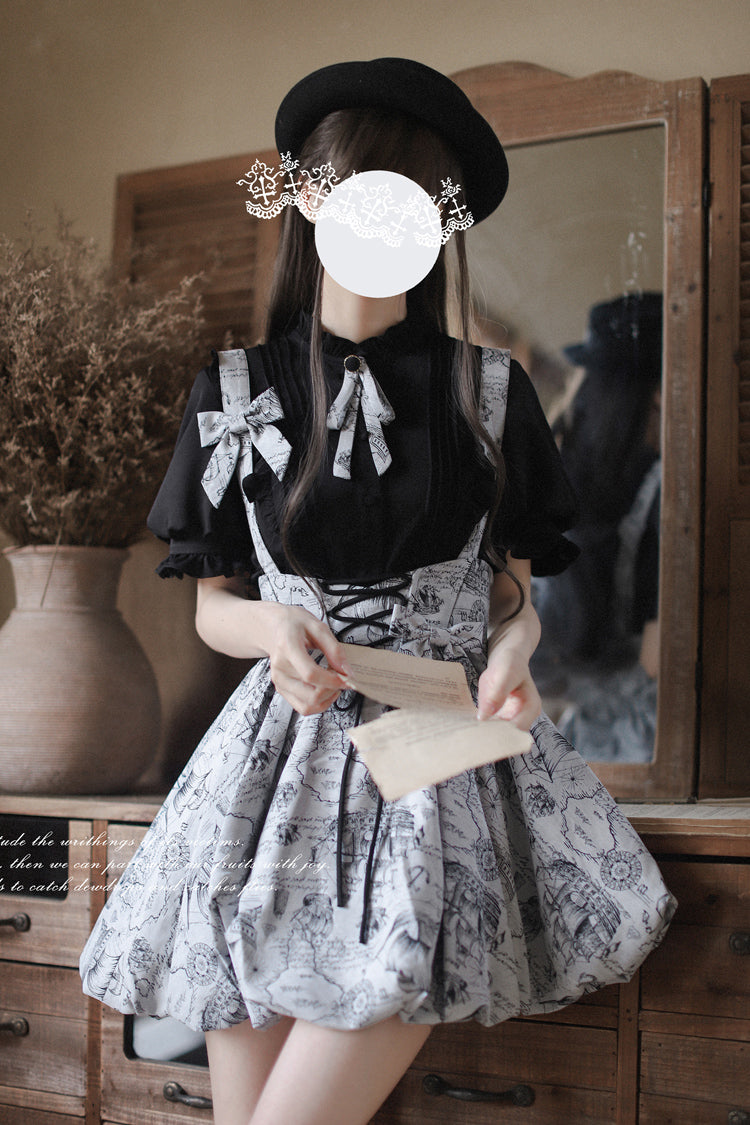 Elise Sweet Vintage Lolita Skirt in Grey - image 9