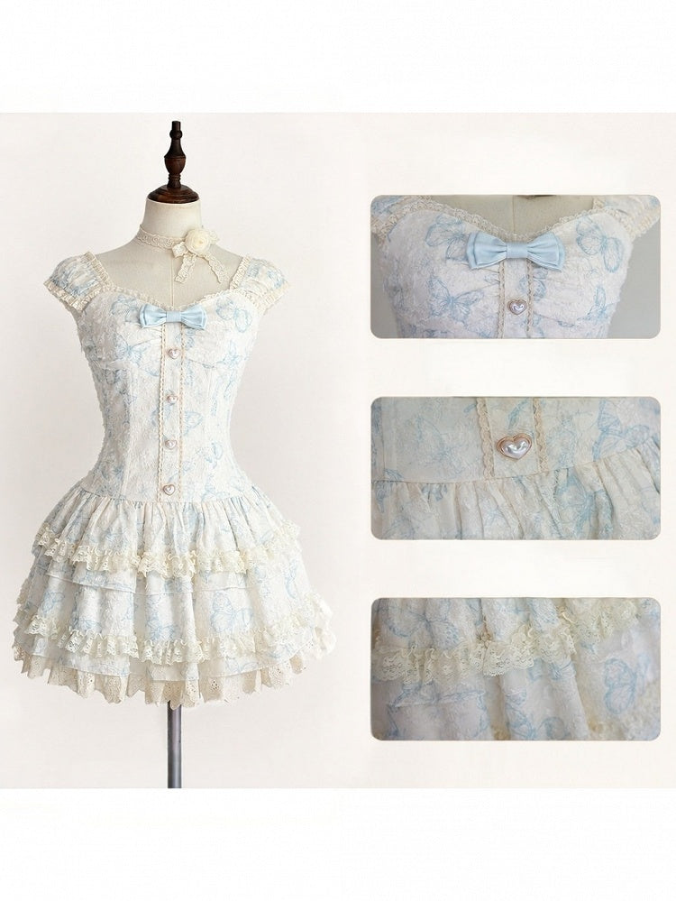 Azure Bow Bustier Dress and Lace Bolero Set - image 2