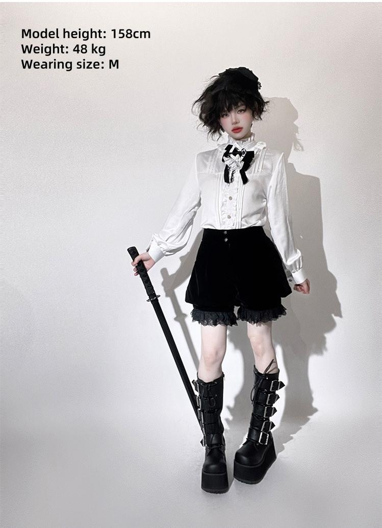 Erosion Heart F-Type - Ouji Lolita Suit Black Velvet Shorts and Skirt - image 27
