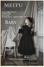 Goodnight Black Gothic Lolita OP Dress with Round Cape Collar - image 5
