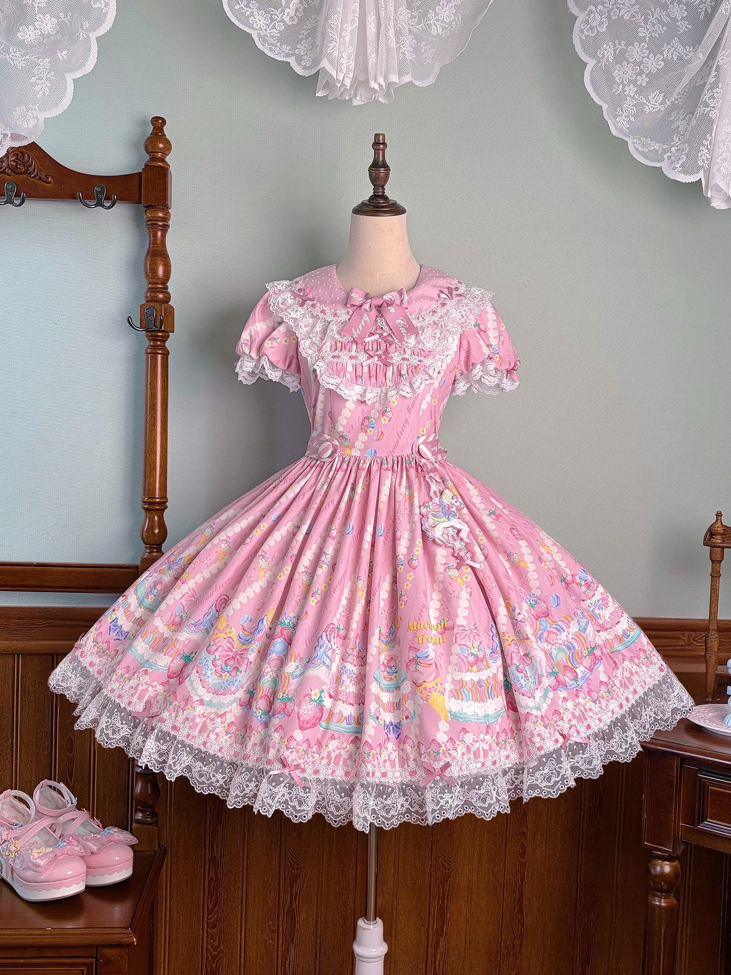 Macaron - Printed Sweet Lolita OP Dress and Old School JSK - image 55