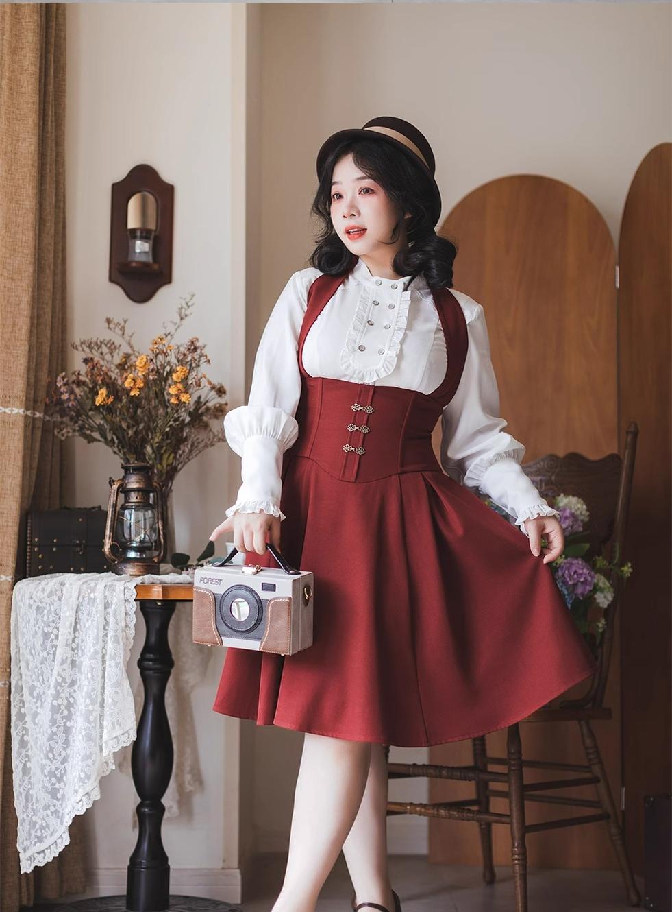 Vintage Lolita Fishbone Halter Skirt and Autumn Jacket - image 36