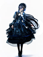 Ling Long Ci Blue Porcelain Butterfly Orchid Print Gothic Lolita Bustier JSK - image 3